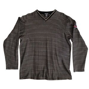 Polo Jeans Co. by Ralph Lauren Black and Cream Striped Long Sleeve Shirt Men’s L